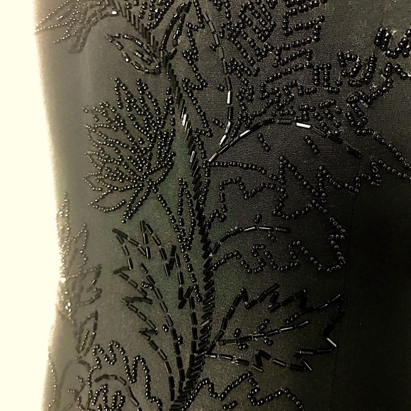 Black Tie Oleg Cassini Black Beaded Cocktail Dress Sheath Silk Size 4 - Picture 6 of 7